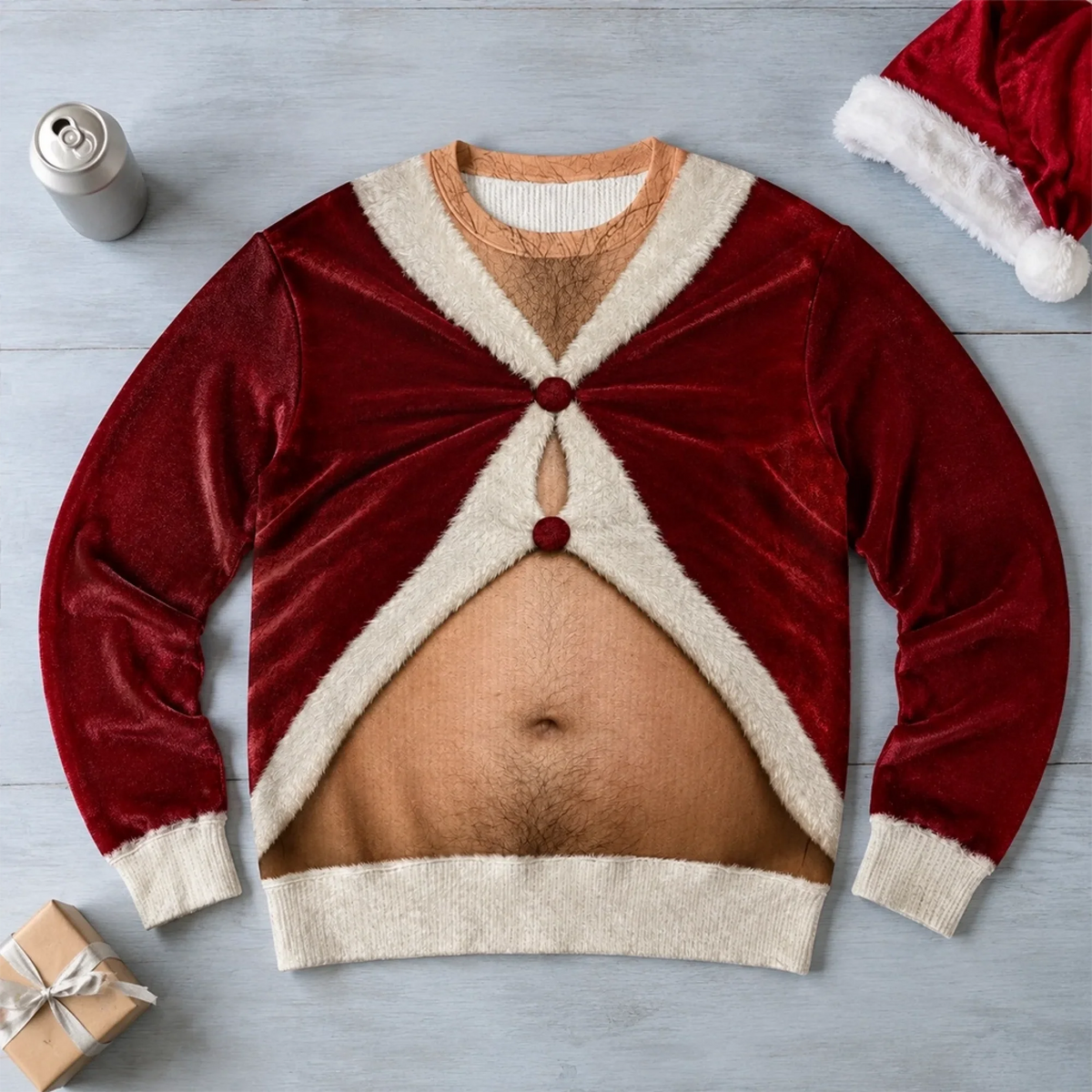 Custom Funny Unisex Ugly Sweatshirt, Sexy Santa Costume Sweatshirt, Personalized Christmas Shirt