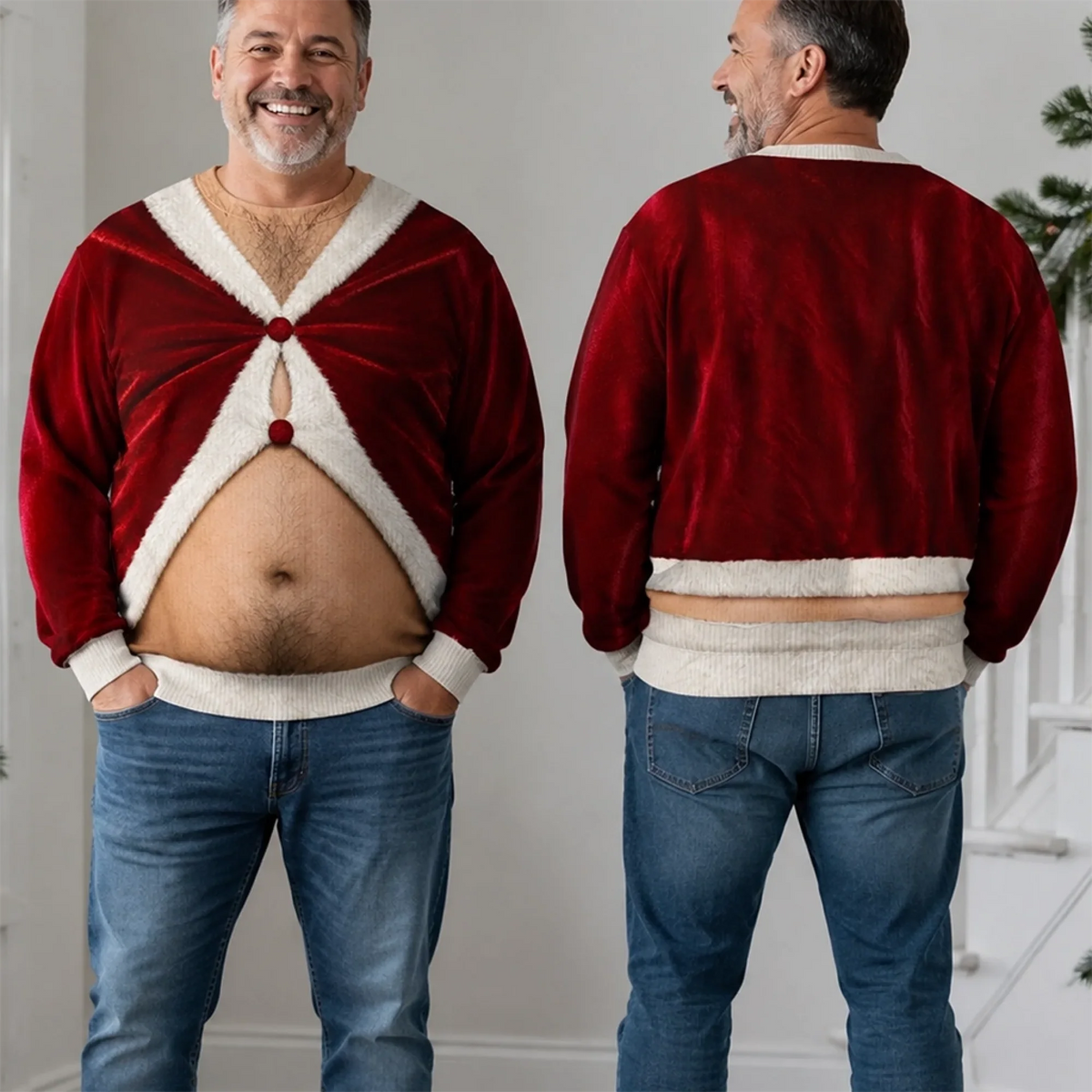 Custom Funny Unisex Ugly Sweatshirt, Sexy Santa Costume Sweatshirt, Personalized Christmas Shirt