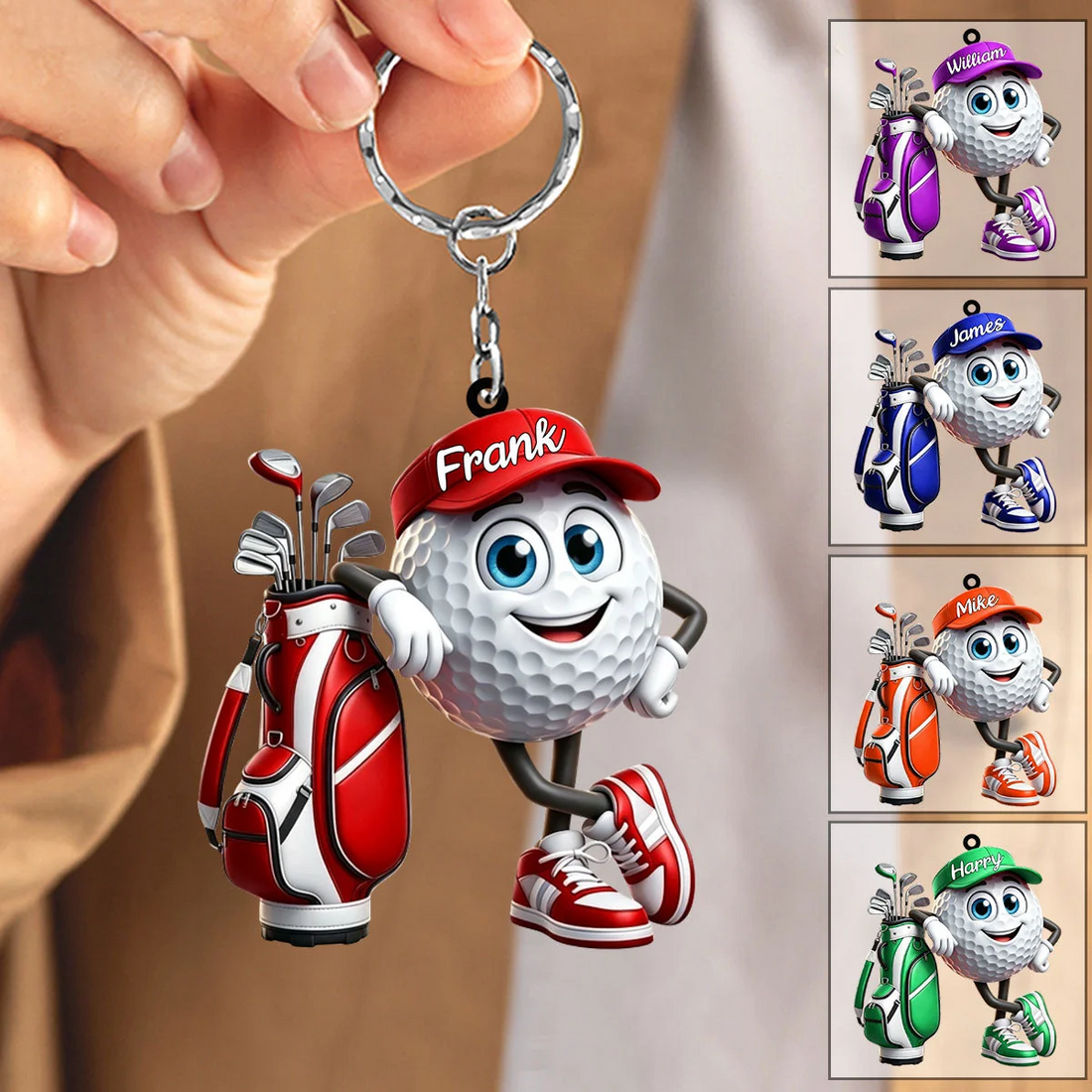 Custom Name Golf Ball Bag Acrylic Ornament, Gift For Golf Lovers, Christmas Ornaments