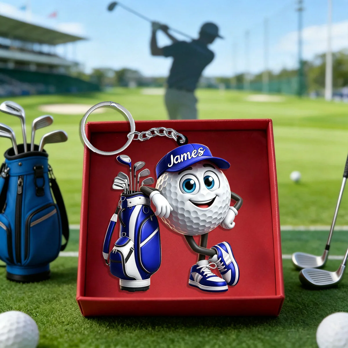Custom Name Golf Ball Bag Acrylic Ornament, Gift For Golf Lovers, Christmas Ornaments