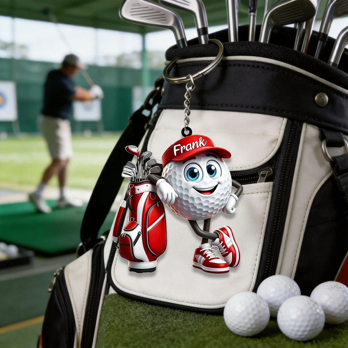 Custom Name Golf Ball Bag Acrylic Ornament, Gift For Golf Lovers, Christmas Ornaments