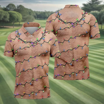Funny Hairy Chest Men's Golf Polo Shirts, Christmas Golf Shirt, Golf Gift For Men, Polo Shirts For Men