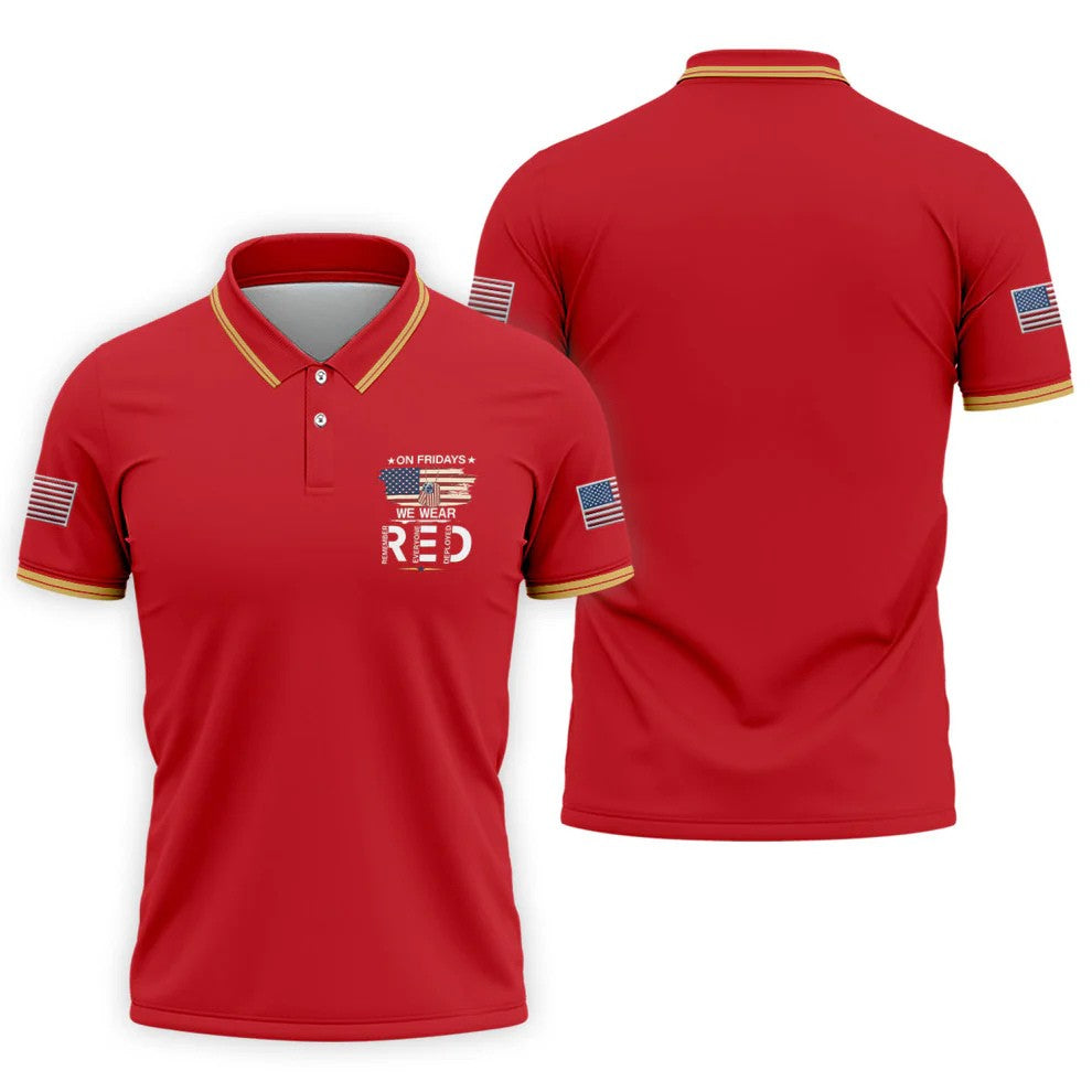 On Friday We Wear Red 250 Years Golf Tops For Men, Patriotic Father's Day Golf Shirt