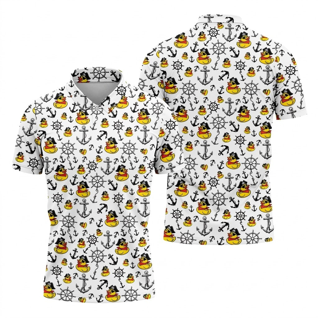 Pirate Rubber Ducks Funny Golf Shirt, Cute Golf Outfit, Golf Tops For Men, Golf Shirts For Men
