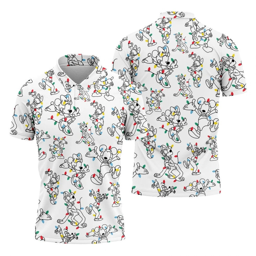 Happy Cartoon Characters Xmas Golf Shirt, Polo Shirts For Men, Golf Gift For Men, Christmas Golf Shirt