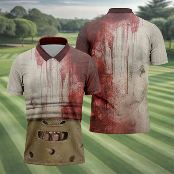 Muzzle Mask Horror Character Halloween Polo Shirt, Golf Shirts For Men, Mens Golf Shirts