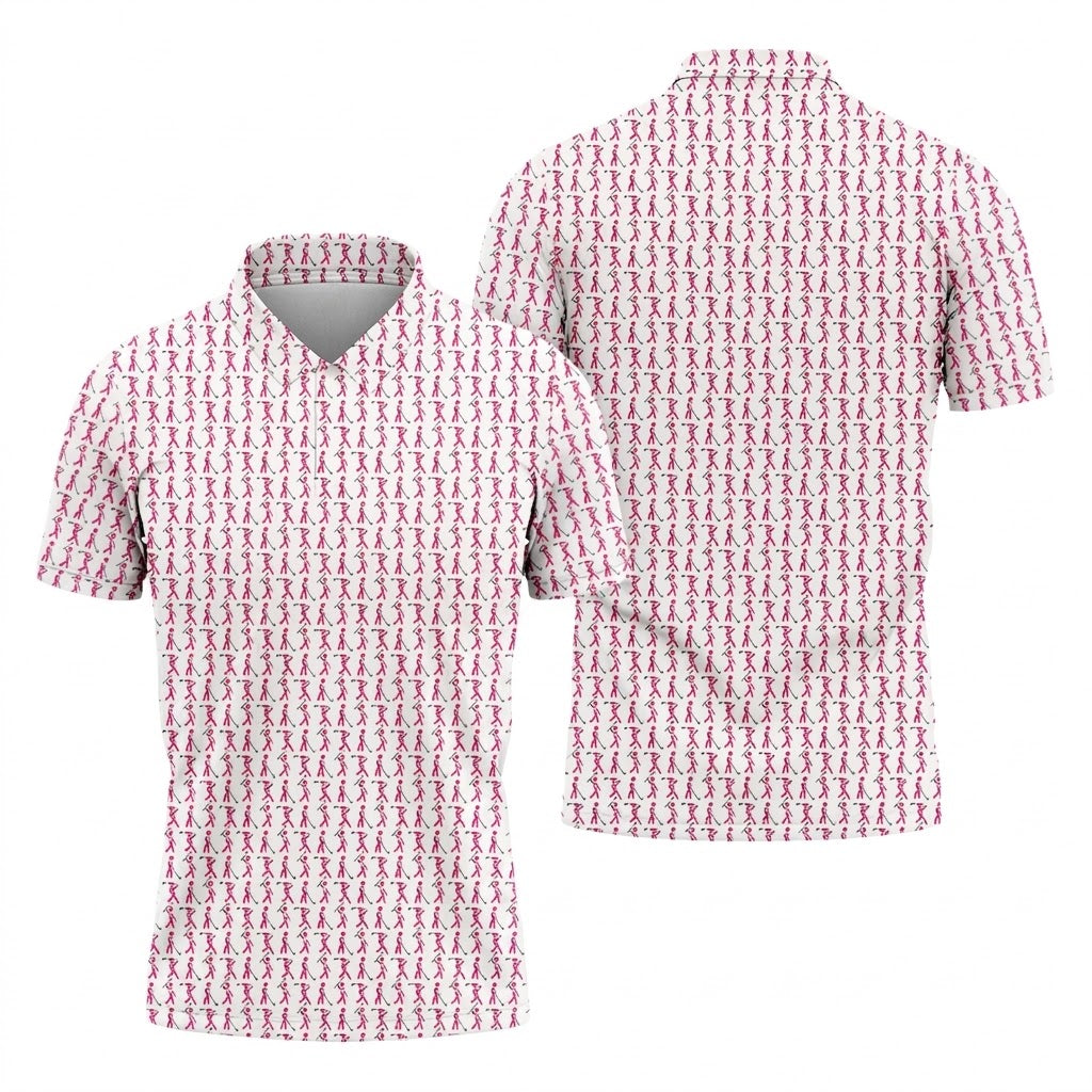 Funny Stick Breast Cancer Golf Shirt, Breast Cancer Support Shirts, Funny Men Golf Polo Shirt