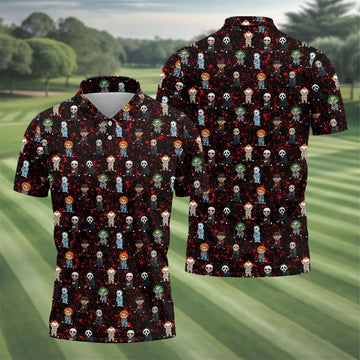 Black Horror Character Golf Polo Shirt, Men's Golf Polo, Hawaiian Golf Shirt