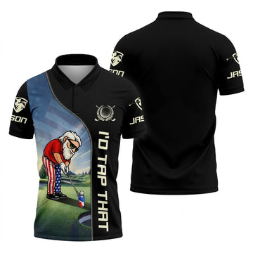 I'd Tap That Patriotic Man Golf And Beer 4th Of July Golf Shirt, 250th Anniversary Men's Funny Golf Shirts