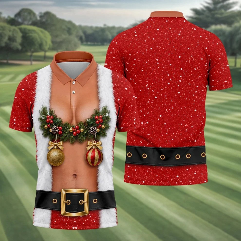 Funny Ornament Garland Christmas Golf Shirt, Mens Golf Shirts, Polo Shirts For Men