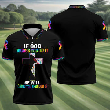 If God Brings You To It Cross Cancer Polo Shirt, Men's Golf Shirt, Printed Golf Shirts