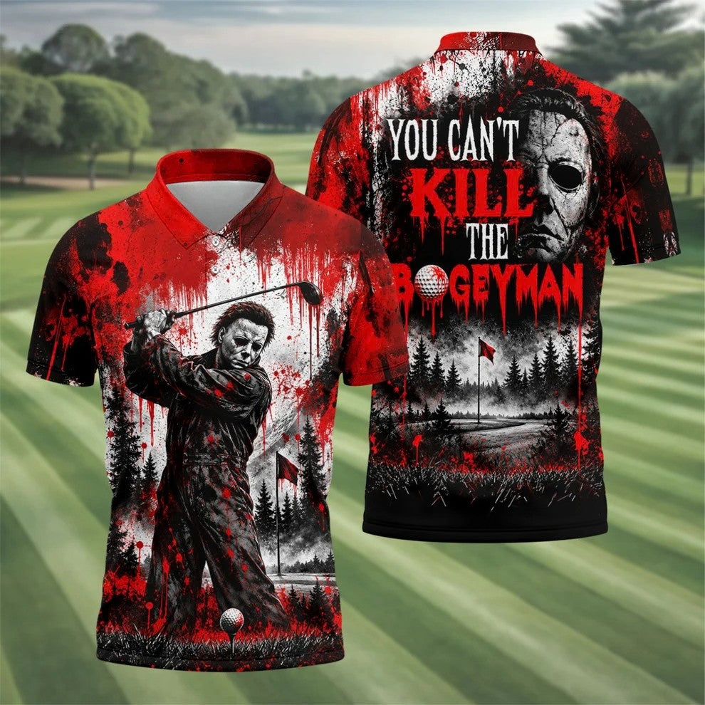 You Can't Kill Bogeyman Halloween Horror Character Polo Shirt, Golf Polo, Mens Golf Shirts
