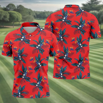 Tropical Toucan Bird Of Paradise Flower Hawaiian Golf Shirt, Summer Vibe Golf Shirts For Men