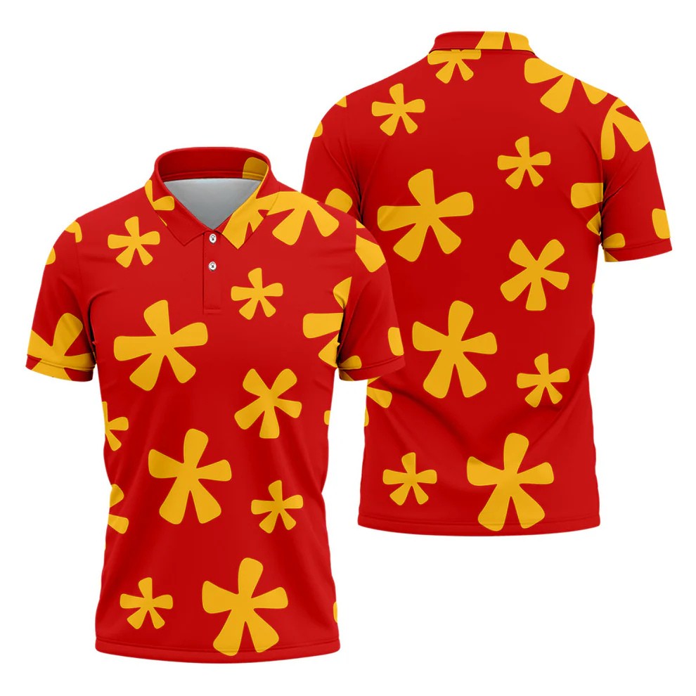 Red Hawaiian Floral Pattern Golf Polo Shirt, Hawaiian Golf Shirt, Golf Polo Shirts For Men