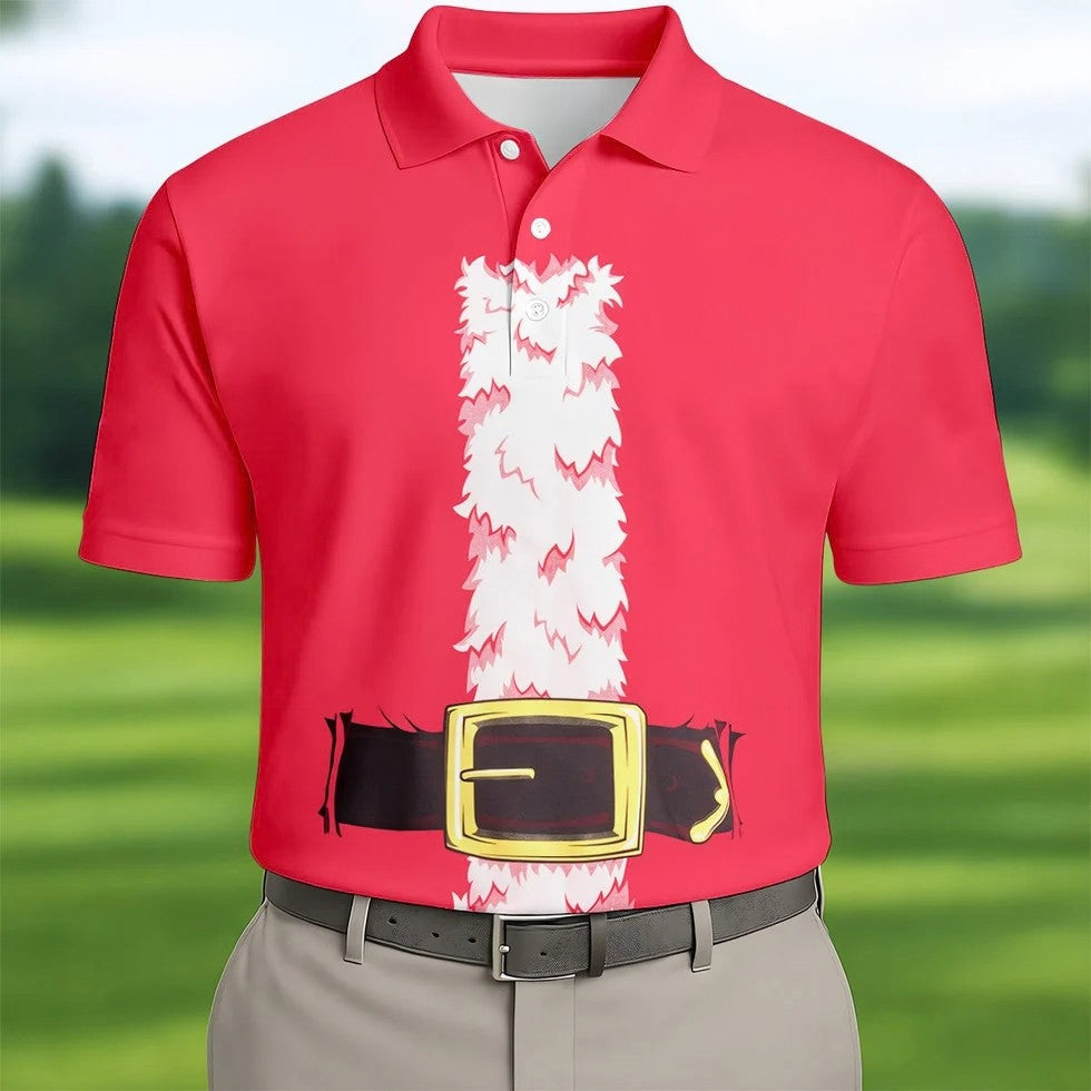 Funny Santa Claus Golf Tops For Men, Christmas Golf Shirt, Polo Shirts For Men, Christmas Golf Shirt
