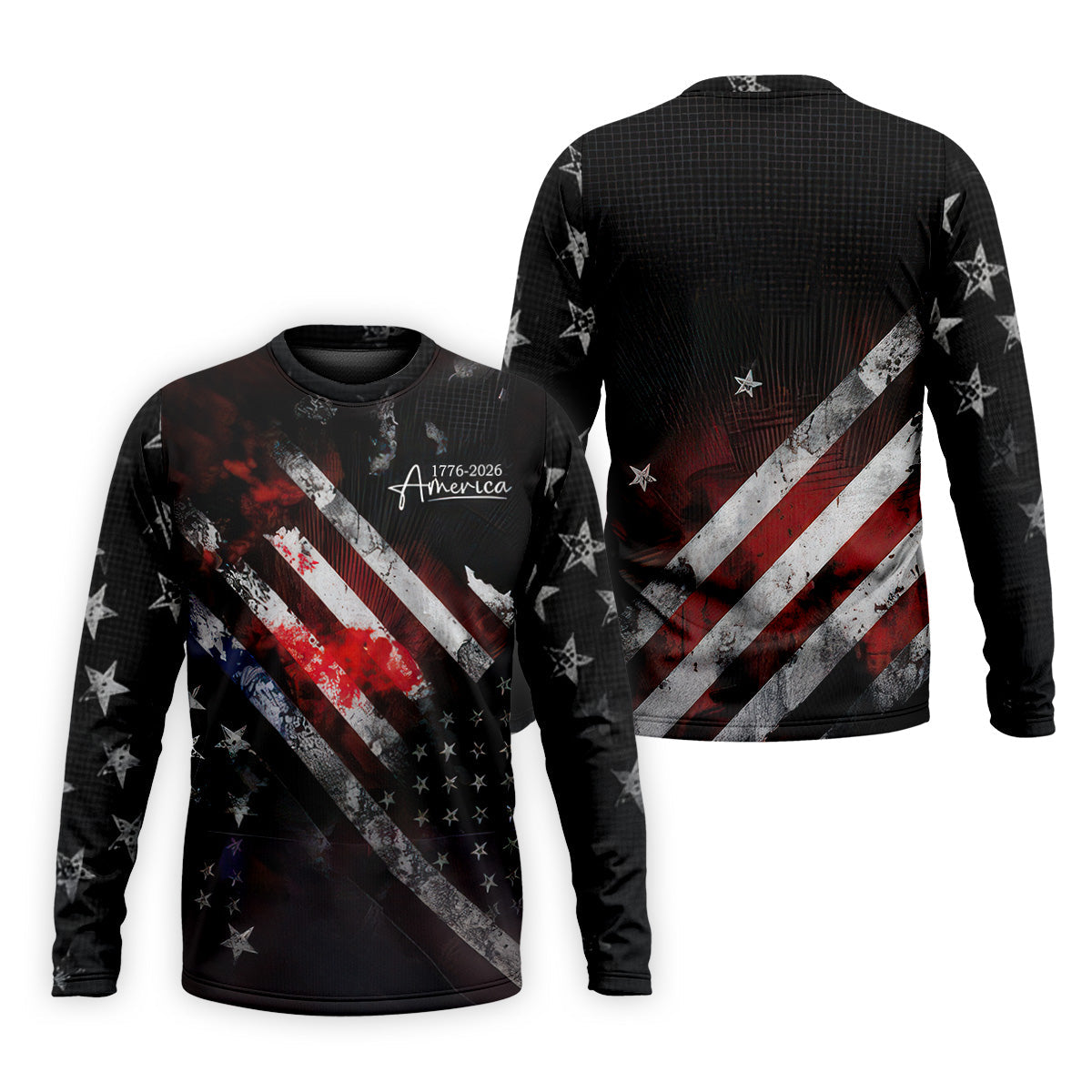 1776-2026 America Distressed Flag Black Golf Shirt, Patriotic 4th Of July Golf Shirts For Men