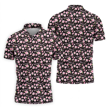 Warrior Pink Ribbons Floral Breast Cancer Golf Shirt, Polo ShirtFor Men