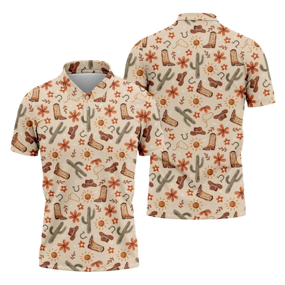 Colorful Western Cowboy Boots Pattern Hawaiian Golf Shirt, Golf Apparel For Men, Mens Golf Polo (Copy)