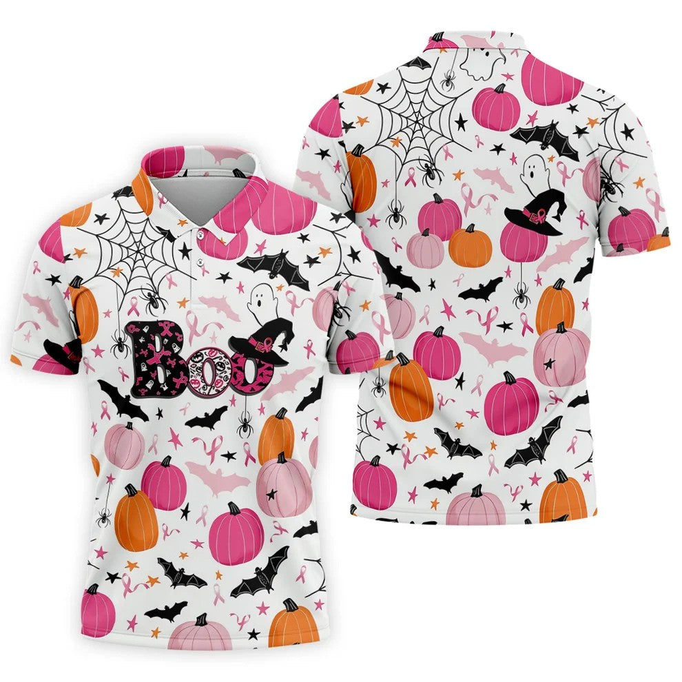 Ghost Horror Character Ribbon Halloween Polo Shirt, Hawaiian Golf Shirt, Mens Golf Shirts