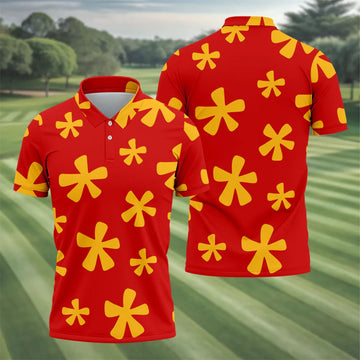 Red Hawaiian Floral Pattern Golf Polo Shirt, Hawaiian Golf Shirt, Golf Polo Shirts For Men