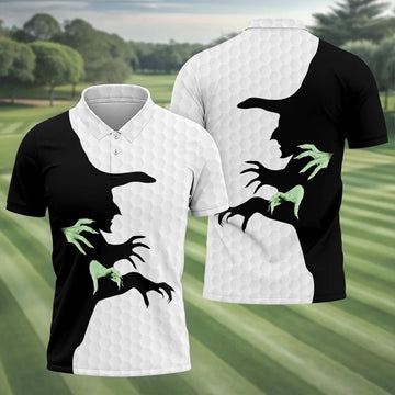 Halloween Wicked Witch Shadow Golf Shirt, Men's Golf Shirt, Hawaiian Golf Shirt