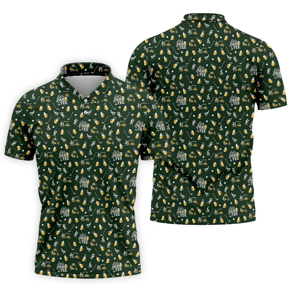 Let's Par Tee Funny Golf Pattern Polo Shirt, Mens Golf Polo, Hawaiian Golf Shirt