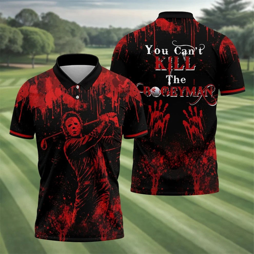 You Cant Kill The Bogeyman Horror Character Polo Shirt, Halloween Shirt, Mens Golf Polo