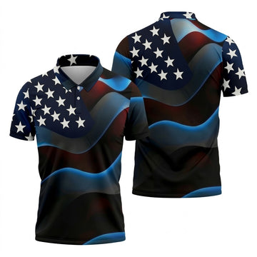 Patriotic American Flag 250th Anniversary Golf Tops For Men, Golf Shirts For Men, Polo Shirts For Men