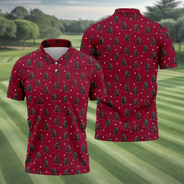 Funny Giant Monster Golf Pattern Polo Shirt, Mens Golf Polo, Golf Shirts For Men