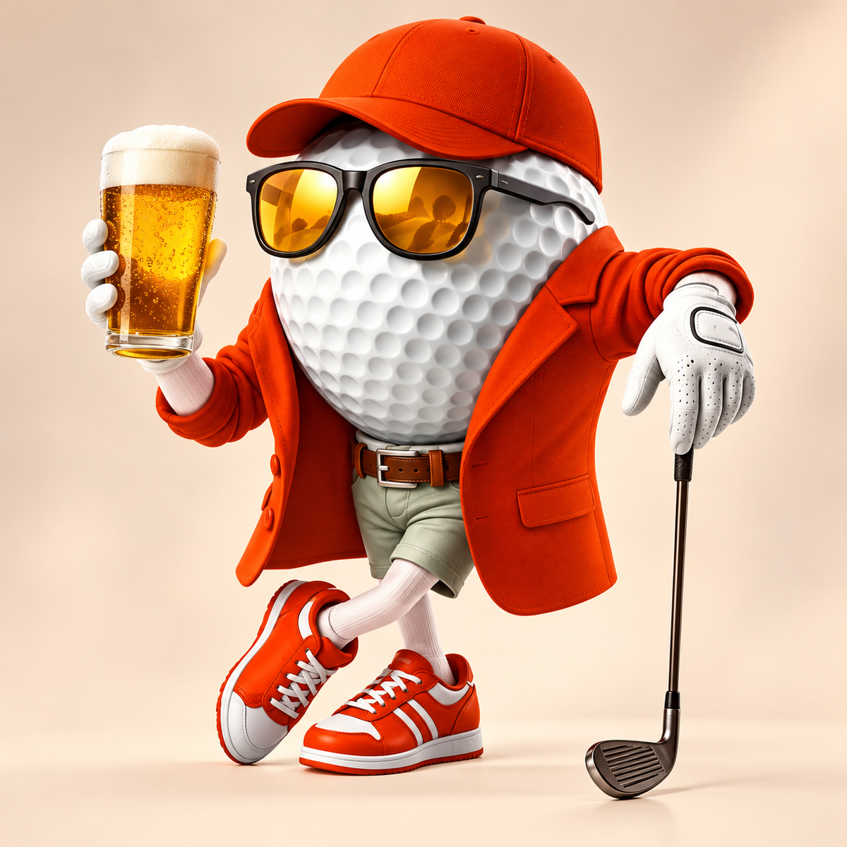 Custom Name Golf Ball Beer Acrylic Ornament, Christmas Ornaments, Golfer Gilf
