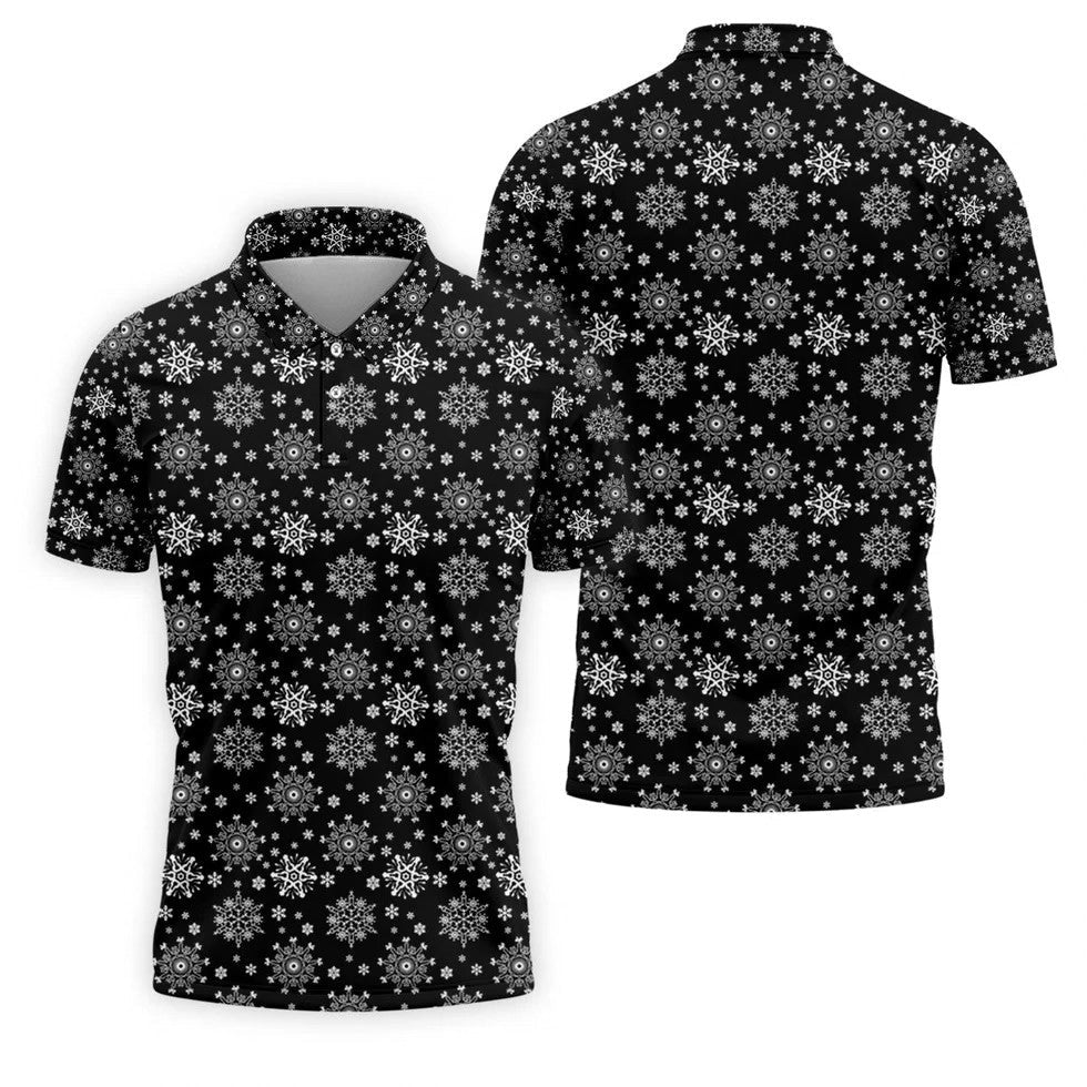 Dirty Funny Adult Humor Snowflakes Black Golf Shirt, Fun Men's Golf Polos, Christmas Golf Shirt, Polo Shirts For Men