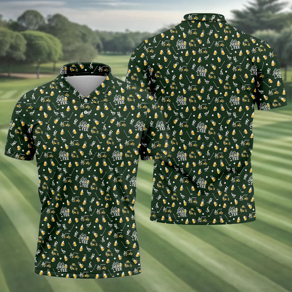 Let's Par Tee Funny Golf Pattern Polo Shirt, Mens Golf Polo, Hawaiian Golf Shirt