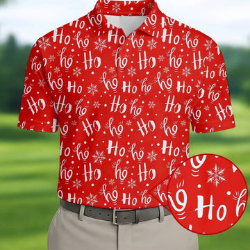 Ho Ho Ho Red Christmas Golf Tops For Men, Fun Golf Shirts For Men, Christmas Golf Shirt, Polo Shirts For Men