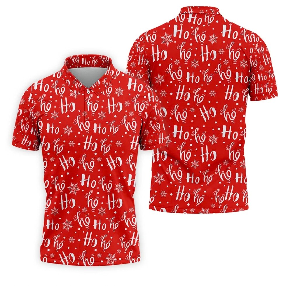 Ho Ho Ho Red Christmas Golf Tops For Men, Fun Golf Shirts For Men, Christmas Golf Shirt, Polo Shirts For Men