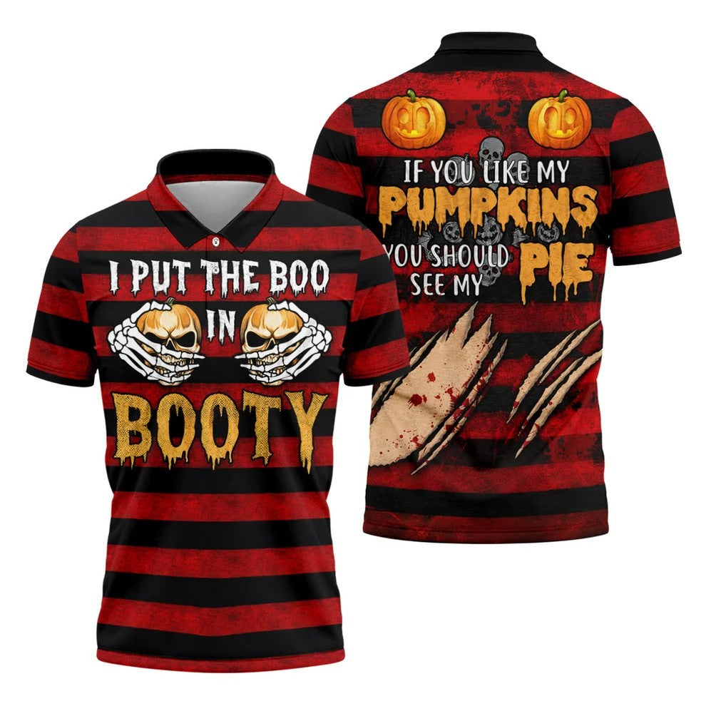 I Put The Boo In Booty Halloween Golf Polo Shirt, Men's Golf Shirt, Hawaiian Golf Shirt
