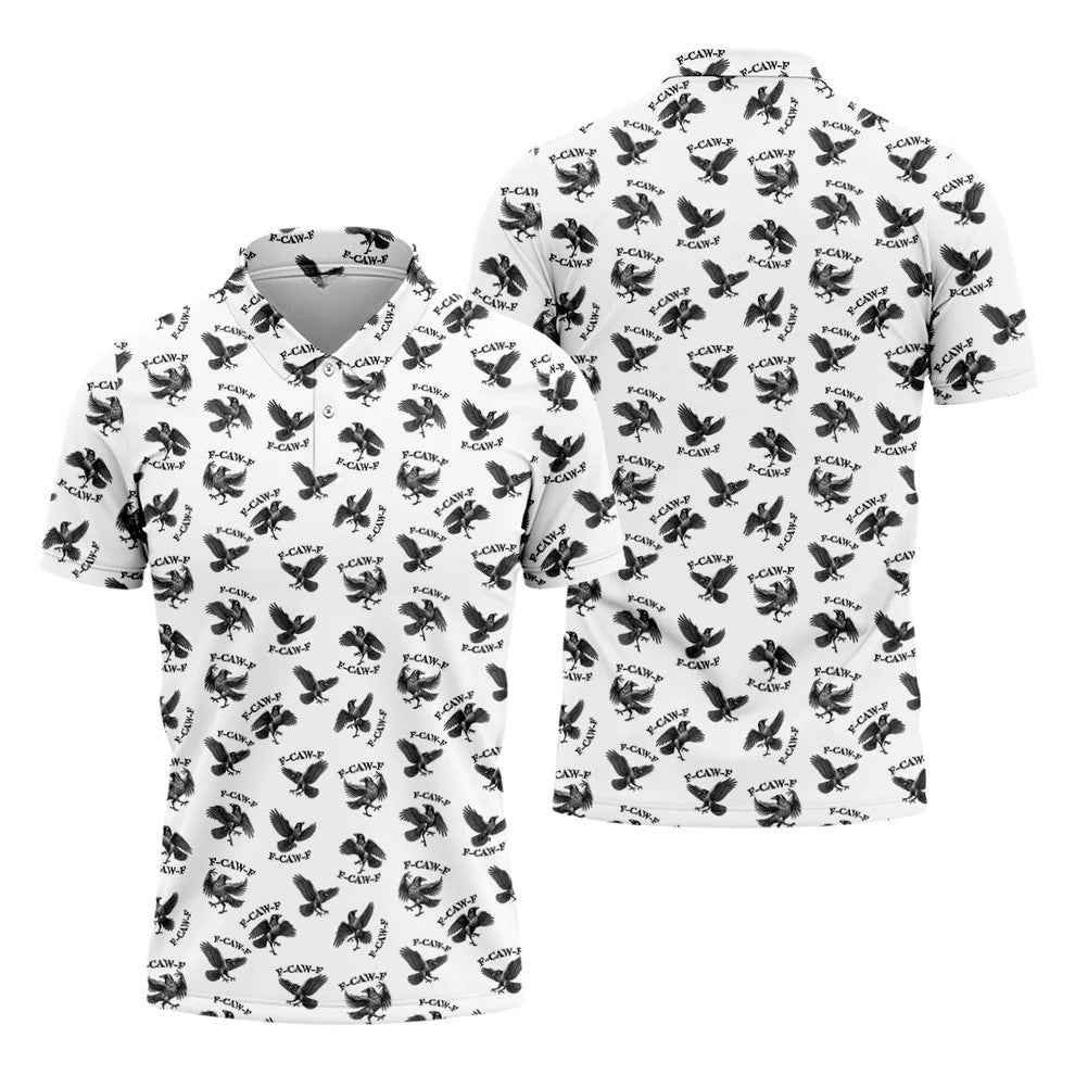 F-Caw-F Raven Halloween Golf Polo Shirt, Halloween Shirt For Men, Golf Apparel For Men