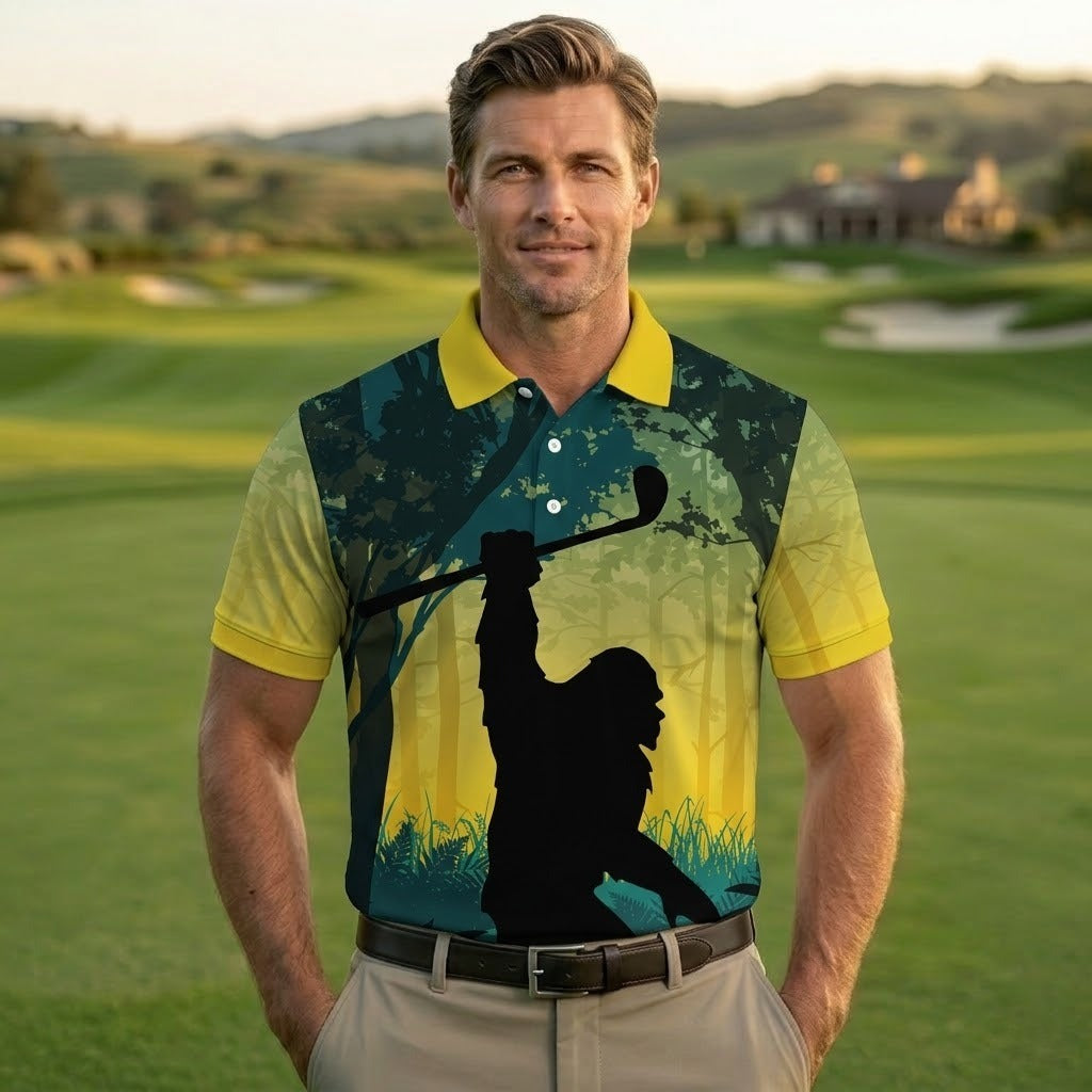 Not All Who Wander Are Lost Bigfoot Golf Polo - Funny Sasquatch Men's Golf Shirt, Looking For Golf Balls Apparel