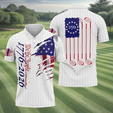 We The People Golf Tops For Men, 250 Years Of America Golf Shirt, 4th Of July Polo Shirts For Men
