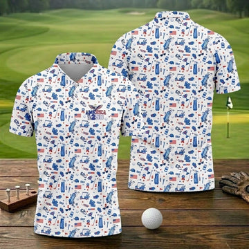 America 250 Years Patriotic Golf Shirt, American Symbols 4th Of July Golf Shirt, Golf Shirts For Men
