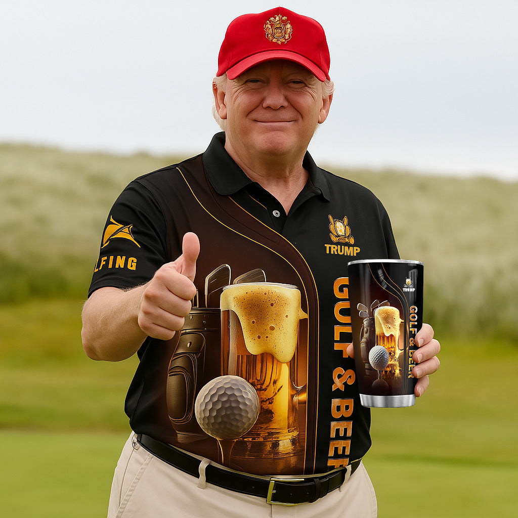 Golf And Beer Custom Men's Funny Graphic Golf Polo Shirt, Christmas Golf Gift, Gift For Golfer