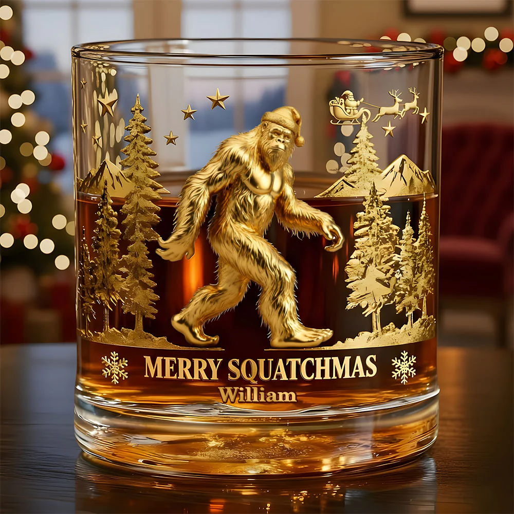 Drink 'Till You Believe Bigfoot Sasquatch Custom Whiskey Glass, Personalized Whiskey Glasses, Gift For Whiskey Lover