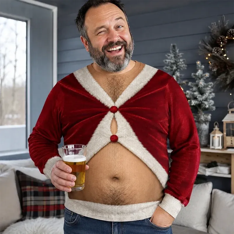 Custom Funny Unisex Ugly Sweatshirt, Sexy Santa Costume Sweatshirt, Personalized Christmas Shirt