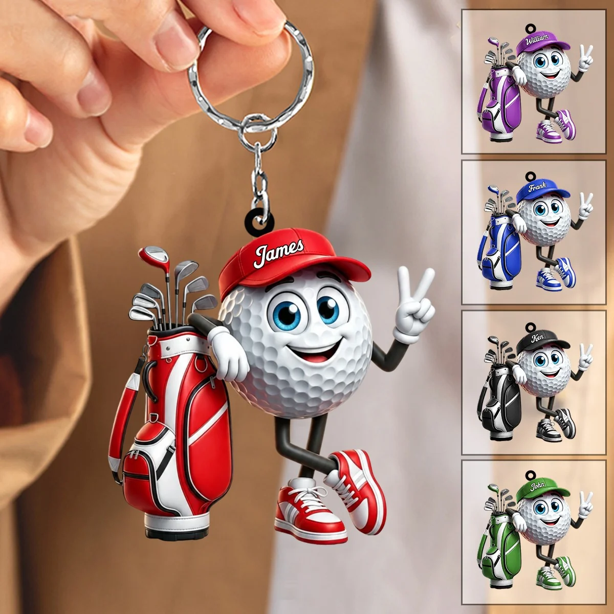 Cute Golf Ball Acrylic Ornaments, Golf Christmas Ornaments, Christmas Golf Gift, Custom Golfer Gift