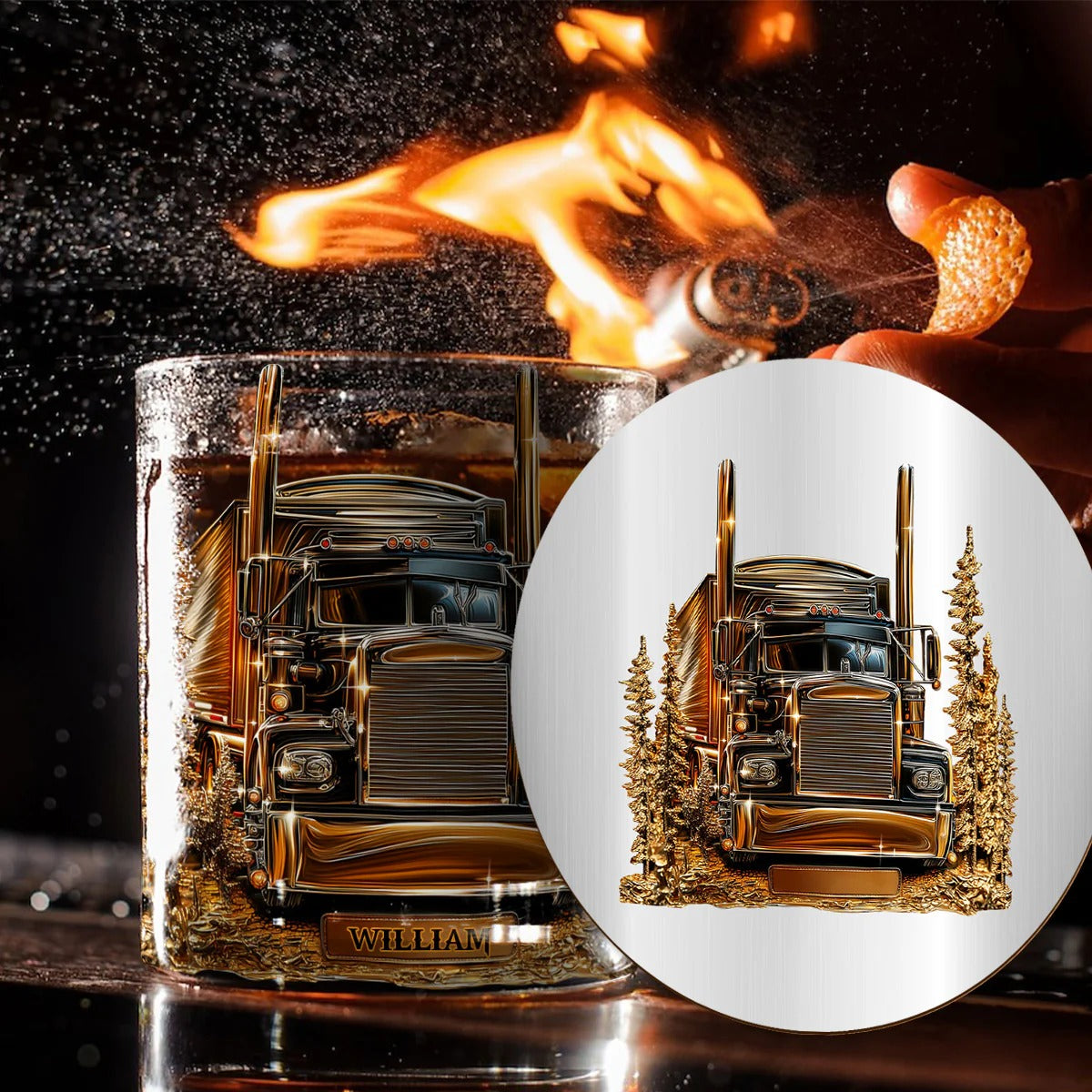 Best Truck Driver - Personalized Trucker Whiskey Glass, Luxury Whiskey Glass, Truck Driver Gift
