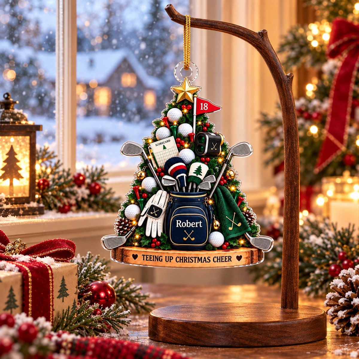 Custom Name Golf Bag Christmas Tree Acrylic Ornament, Christmas Ornaments, Golf Gifts