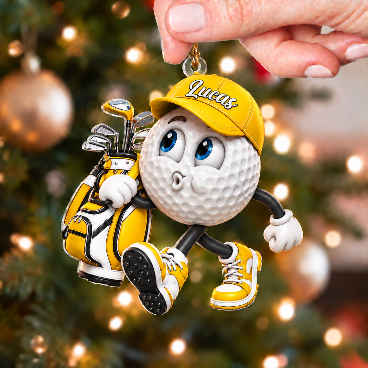 Custom Name Pouting Golf Ball Acrylic Ornament, Christmas Ornaments, Golf Gift Ideas