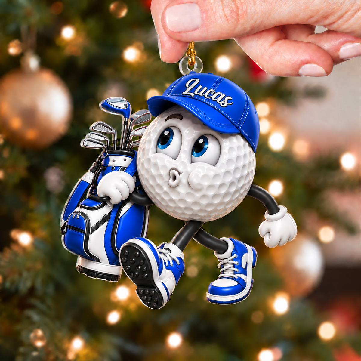 Custom Name Pouting Golf Ball Acrylic Ornament, Christmas Ornaments, Golf Gift Ideas