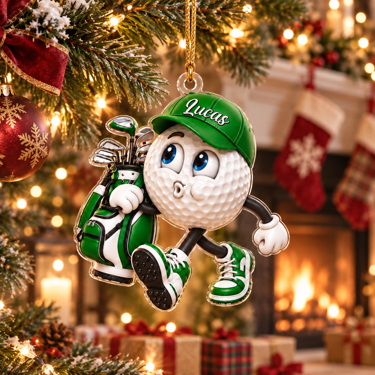 Custom Name Pouting Golf Ball Acrylic Ornament, Christmas Ornaments, Golf Gift Ideas