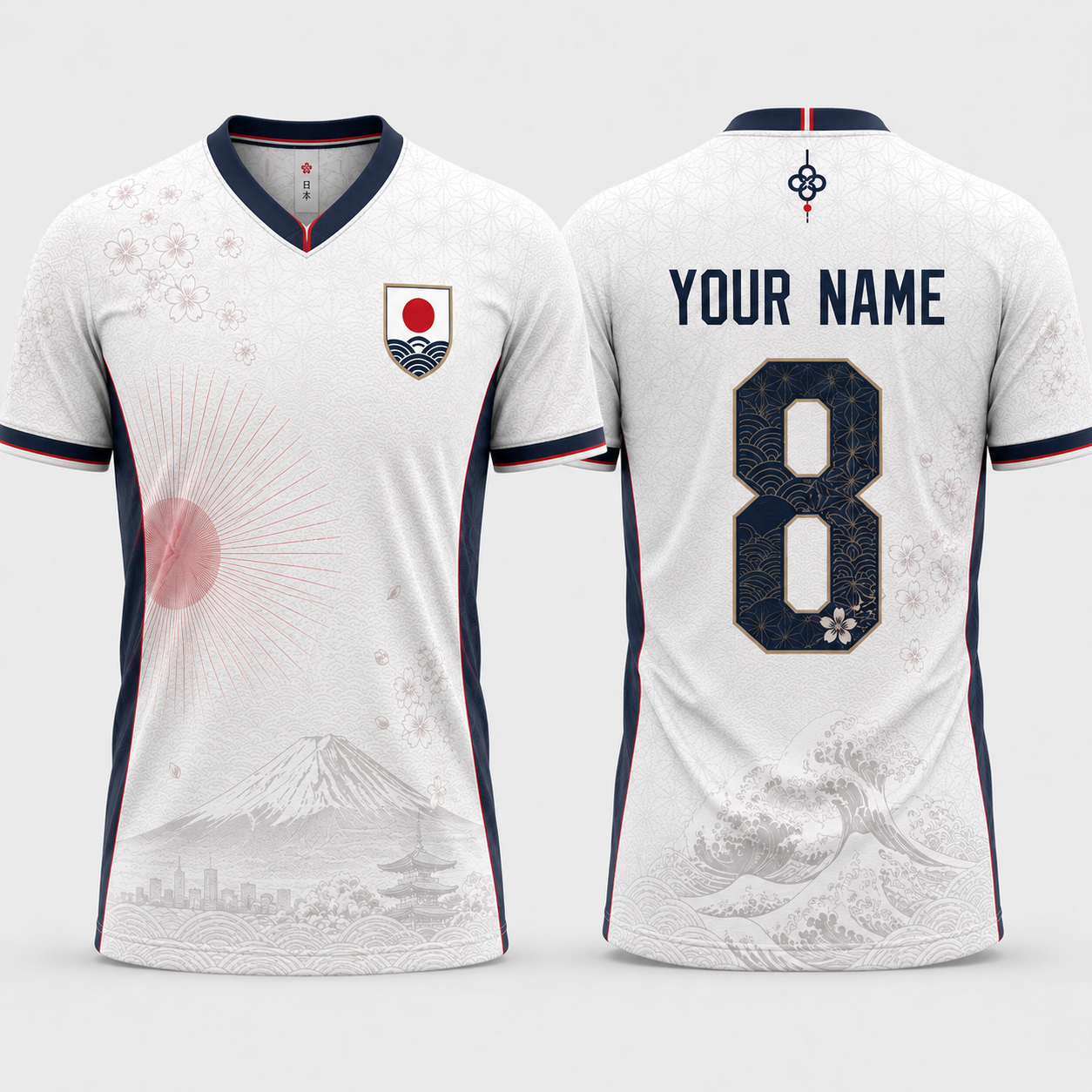 Japan Team Fooball Shirt, Japanesse Symbol V-Neck For Men Football Lover, Soccer Fan Father's Day Presents