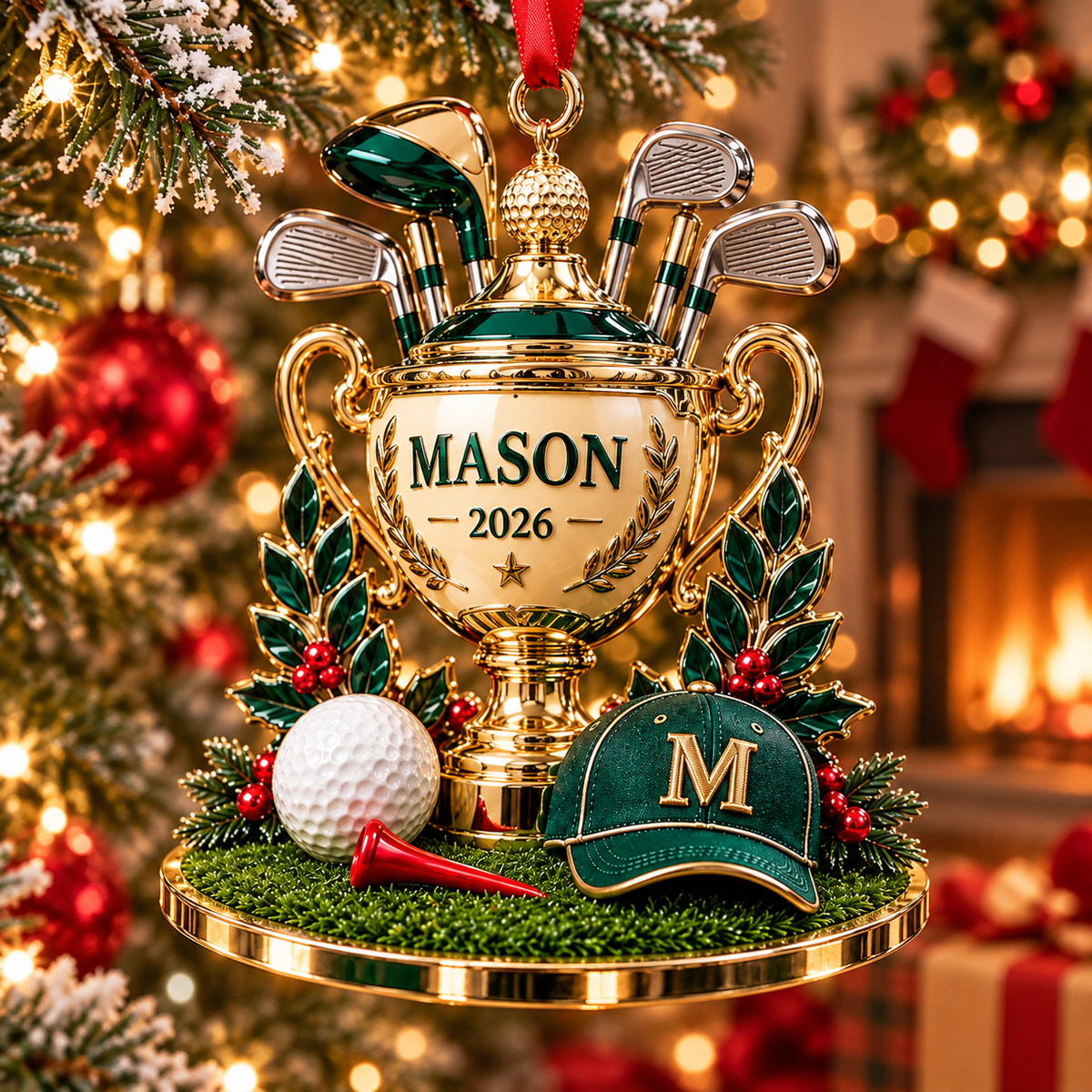 Custom Golf Trophy Acrylic Ornament, Christmas Tree Decor, Gifts For Dad